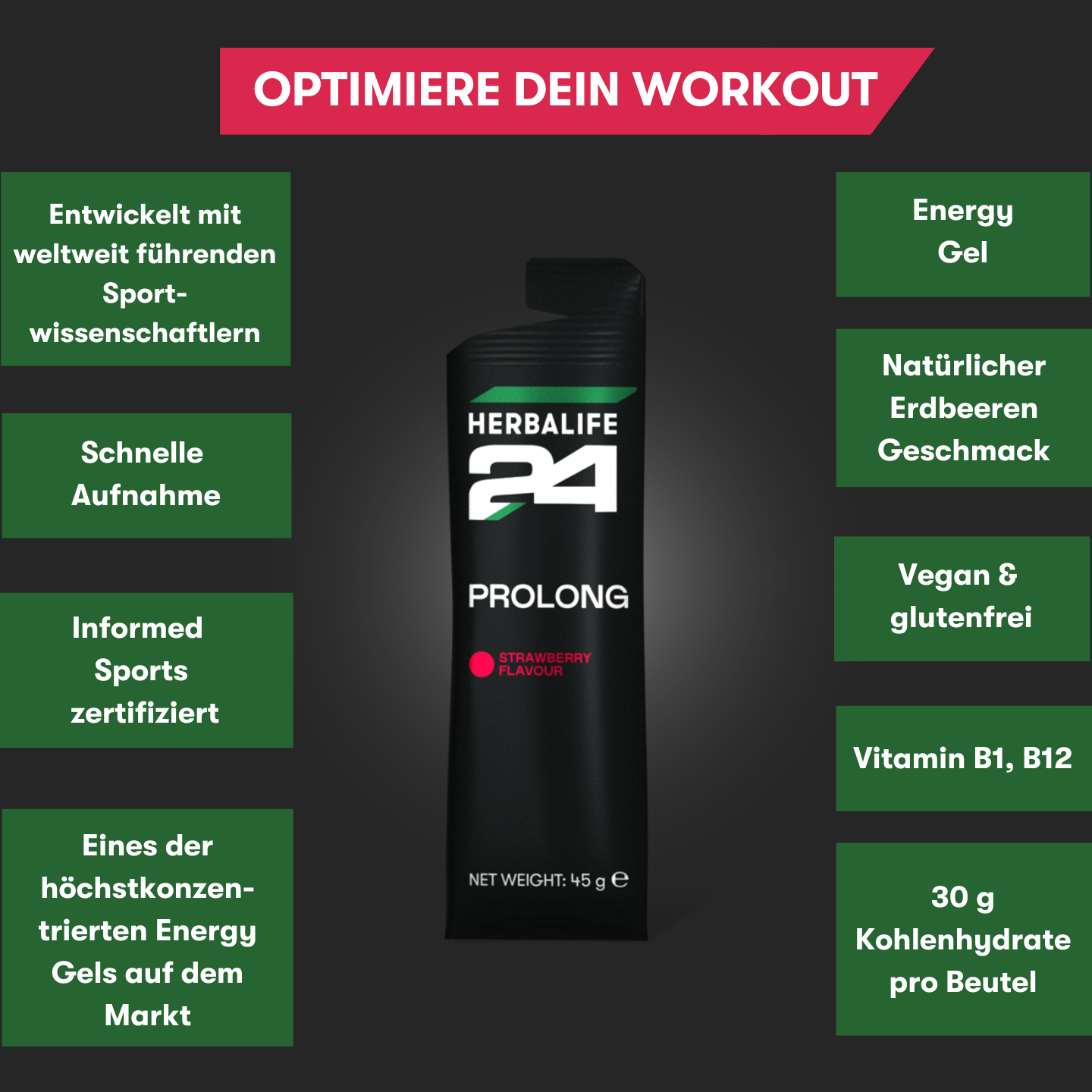Herbalife24® Prolong Gel Fragola 10 bustine da 45g 