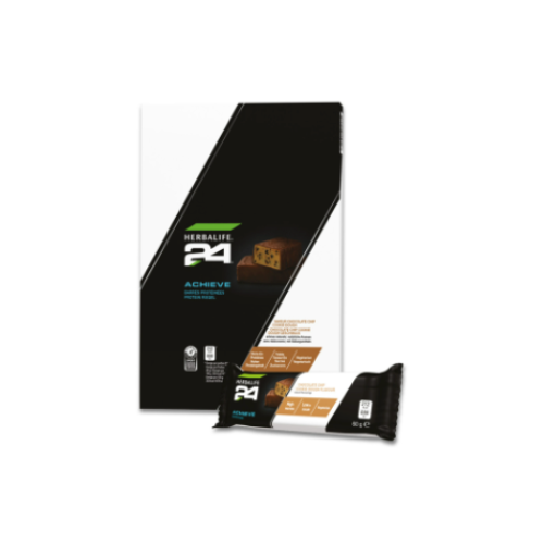 Barre protéinée H24 Achieve saveur chocolat noir, 6 x 60 g de chocolat 
